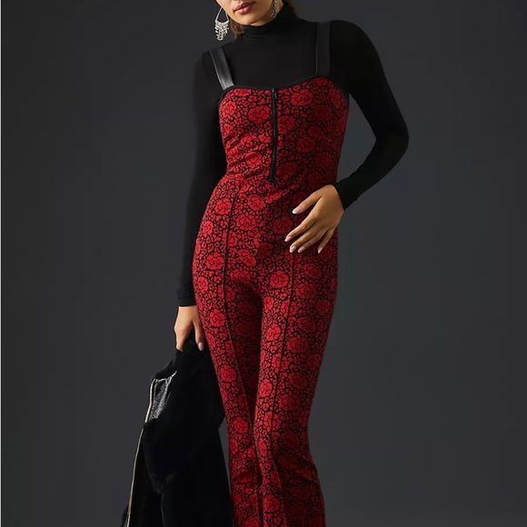 ANTHROPOLOGIE MAEVE Pants - ANTHROPOLOGIE MAEVE PRINTED SWEEETHEART JUMPSUIT RED SIZE 10 NWT
